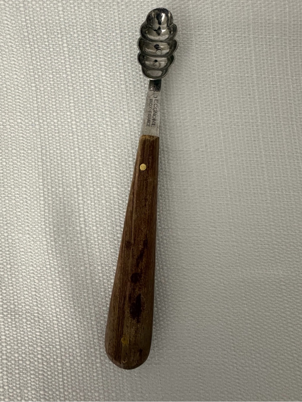 Vintage French Butter Curler Deconomie Inox Wood Handle (F257)